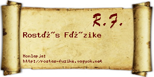 Rostás Füzike névjegykártya